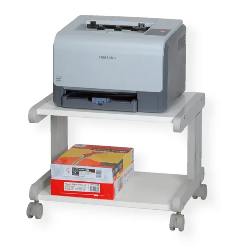 ROLINE Mini-Druckertisch, grau - Bürostühle - Stabiles Metallgestell mit Druckerebene und Bodenplatte, mobil durch 4 Rollen, ideal für flexibles Arbeiten im Büro, belastbar bis 30kg.