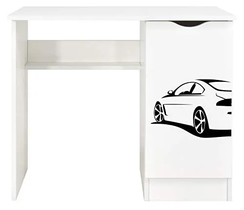 Leomark Kinderschreibtisch Roma Weißer Kinder-Computertisch mit Regal und Stauraum Multifunktionaler Schreibtisch Lerntisch Spieltisch Moderner PC-Tisch Höhe 77 cm