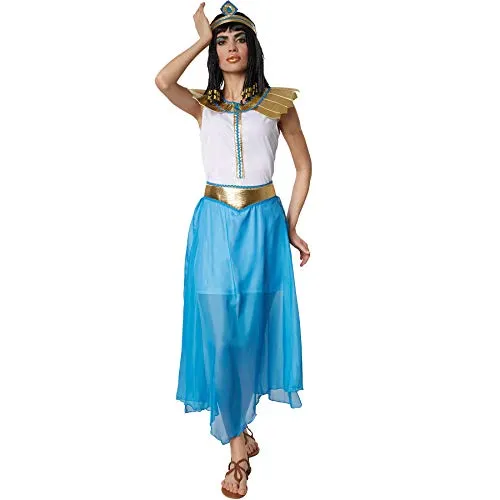 dressforfun 900562 Damenkostüm Betörende Pharaonin Hatschepsut, Ägyptisches Kostüm in weißen, blauen und goldenen Farben (XXL| Nr. 302704)