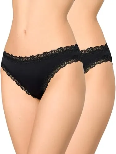 Produktbild Nur Die Lace Slip 2er-Pack Invisible – Nahtlose Damen Slips mit Spitze Unsichtbar & Seamless weiche leichte Mikrofaser Damen Unterhosen