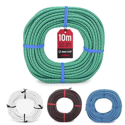 MAGMA Elastisches Seil | Gummiseil mit 6 mm Durchmesser | Für Angeln, Segeln, Bootfahren, Camping & Tarpaulin-Planen | Für Innen, Außen, Küche, Werkstatt & Garten (10, Grün)
