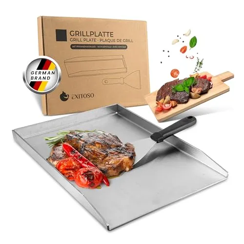 Exitoso Grillplatte Plancha aus rostfreiem Edelstahl – spülmaschinenfest und langlebig