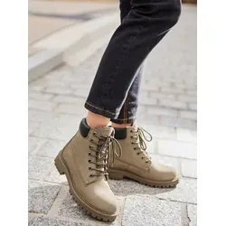 Modische Schnürstiefelette HEINE für Damen, Gr. 38, taupe von Heine