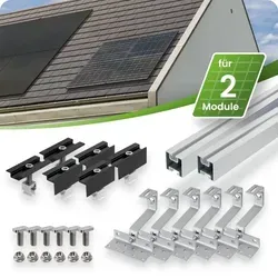 Tepto Schrägdach Montageset¬†Silber für 2 PV-Module senkrecht 30 mm Rahmenh√∂he