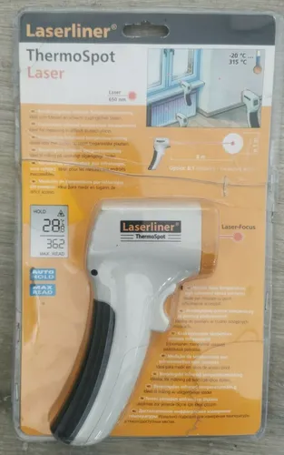 Laserliner Infrarot-Thermometer ThermoSpot One - präzise Temperaturmessung von -38 bis 365°C - Infrarotthermometer mit 1-Punkt-Laser für genaue Messungen und beleuchtetem LC-Display. Ideal für Handwerk und Haushalt, misst berührungslos Oberflächentemperaturen.