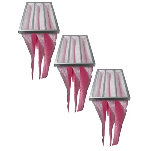 vhbw 3x Taschenfilter für Klima- und Lüftungsanlagen - Filter F7, 28,7 x 59,2 x 60 cm, Rosa