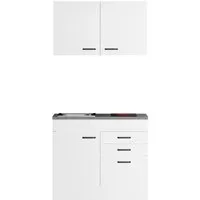 OPTIFIT Miniküche Bonn214 100 cm Weiß mit Kochfeld