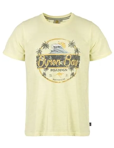 ROADSIGN australia Herren T-Shirt Beach-Print mit australischem Flair aus atmungsaktiver Baumwolle gelb, L