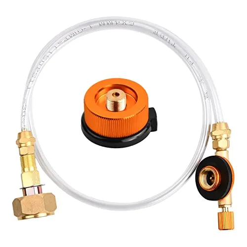 Camping Gasherd Adapter - Propan Nachfülladapter für Gastanks - Praktischer Camping Gasherd Adapter aus robustem Metall, ideal für den Einsatz mit tragbaren Öfen. Kompakt, leicht und vielseitig einsetzbar für verschiedene Gastanks.