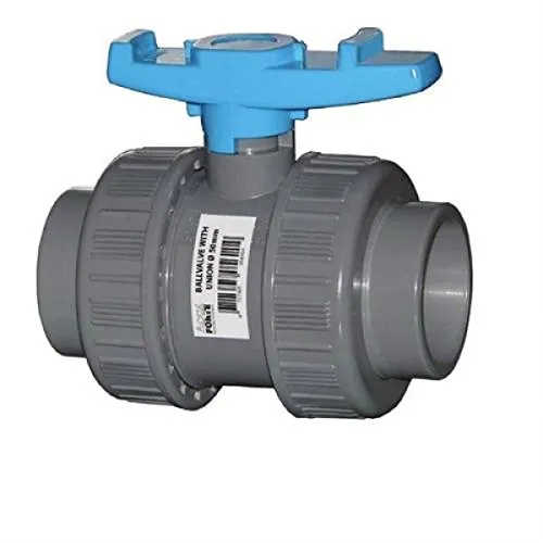 PVC Kugelhahn 50 mm mit 2 x Klebemuffe, 2 x Verschraubg.