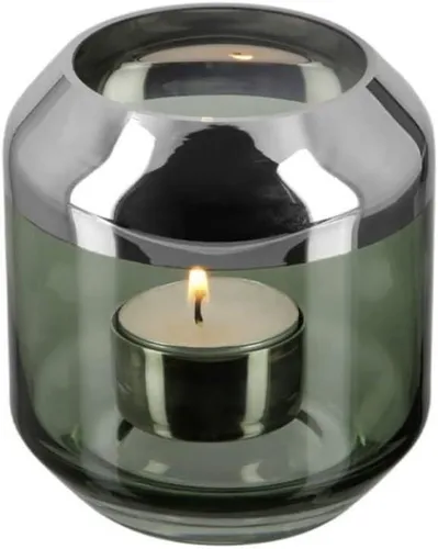 FINK Teelichthalter Windlicht Kerzenhalter aus Glas Smilla Grün 9 cm