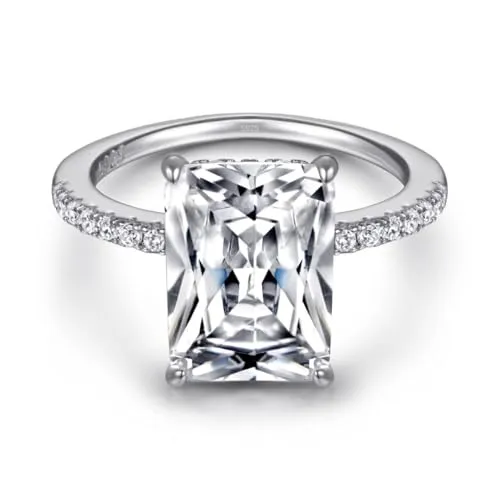 Luxuriöser Baguette Damenring aus 925 Sterling Silber in Weiß für Damen mit Stein I Ring mit Zirkonia Steinen und Profischliff I Schmuck in Juweliersqualität (58)