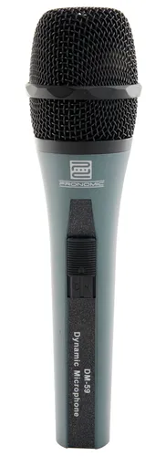Pronomic DM-59 Mikrofon mit Schalter - Dynamisches Vocal-Mikrofon mit Nierencharakteristik, ideal für Live-Auftritte und Aufnahmen, inkl. Windschutz und Stativadapter für vielseitige Einsatzmöglichkeiten.