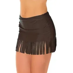 Aquarti Bikini-Hose Aquarti Damen Bikinihose mit Rock Seitliche Raffung braun 42