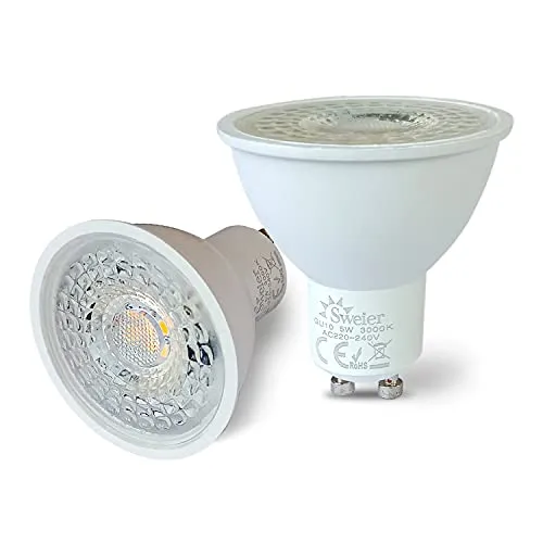 2xSweier GU10 LED Lampe 5W, 38° Abstrahlwinkel Strahler, 430 Lumen, Warmweiß 3000K, Nicht dimmbar, 50W Halogen-Äquivalent, Energieeffizient Langlebig