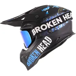 Broken Head Crosshelm Bavarian Patriot MX-2 mit MX-Brille Struggler Blau - Motorradhelme mit bayrischem Flair, inklusive leichter MX-Brille mit magnetischen Gläsern für klare Sicht und einfachen Wechsel.