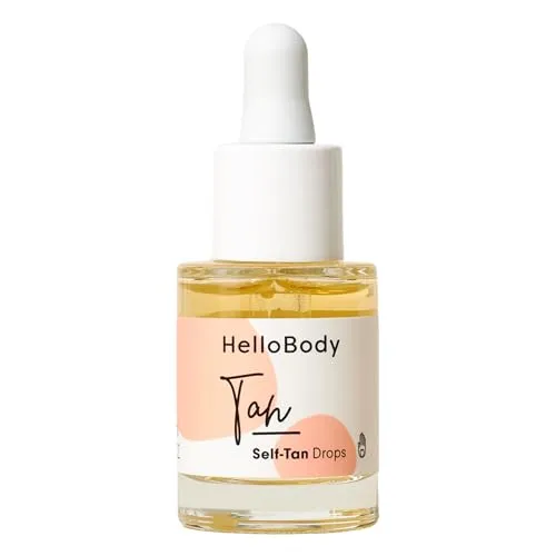 HelloBody TAN Self Tan Drops – Natürliches Bräunungsergebnis ohne Flecken – Bräunungstropfen für eine sanfte und gleichmäßige Bräune – Hochwertiger und langanhaltender Gesichtsbräuner