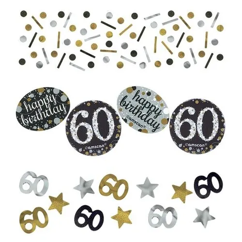 Amscan 360188 - Konfetti 60 Sparkling Celebration, 34 g, Metallic Deko für den perfekten 60. Geburtstag