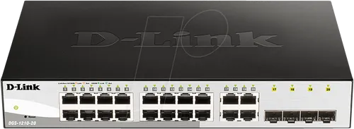 D-Link Web Smart DGS-1210-20 Switch mit 16 Anschlüssen - Netzwerk Switch mit 16 Gigabit Ethernet Anschlüssen, energieeffizient dank D-Link Green Technologie und ideal für kleine bis mittelständische Unternehmen.