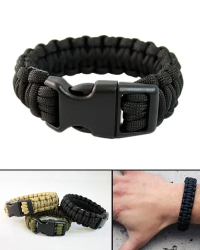 Para Armband 22mm Kst.Verschl. schwarz, Camping, Outdoor, Seil    -NEU-