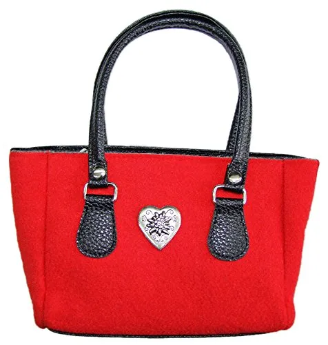 P.S. Schuhmacher Trachtentasche Filz mit Herzapplikation - Rot