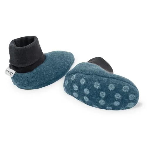 Ehrenkind® Walkschuhe | Krabbelschuhe Babys | Bio-Wolle & Bio-Baumwolle | Standard 100 by Oeko-TEX | Blau 17/18 | Baby Schuhe