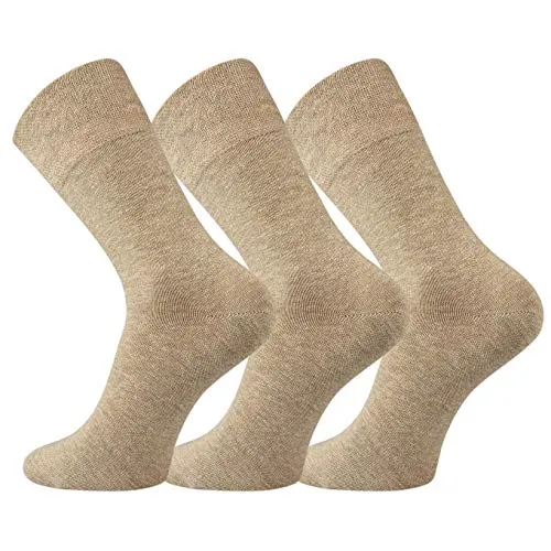 FussFreunde 6 Paar Baumwoll Socken, Wellness-Socken mit extrabreitem Komfort Piqué- Bund (Naturmelange, 39/42)