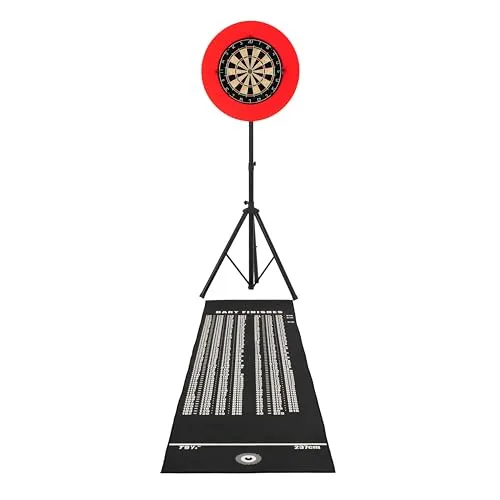 Dart Set, Dardboard, Selbstheilende Umrandung, Befestigungsständer, Höhenverstellbares Stativ, Zubehör, inklusive 6 professionelle Dartpfeile, Checkout-Oberflächen, Tragbar, Zuhause