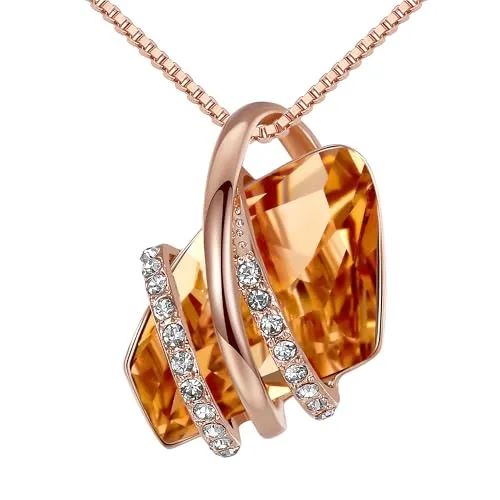 Leafael Wunschstein Halskette Damen, Halsketten für Frauen mit Geburtsstein Kristalle, Schmuck für Frauen mit Geschenk-Box, Allergie-frei Geburtsstein kette damen, Anhänger Silber-Ton oder Rose Gold