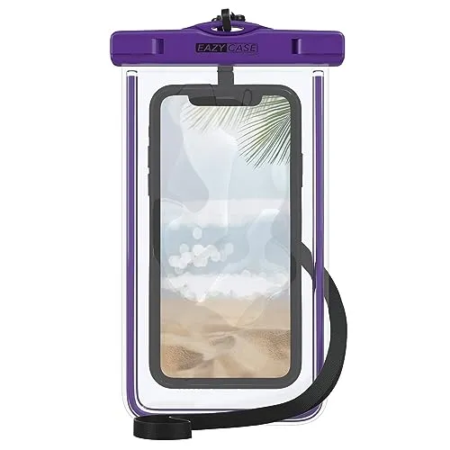 EAZY CASE wasserdichte Handytasche für Alle Smartphones bis 6,7 Zoll, schützt vor Staub, Sand, Schnee, Schmutz, Wasser I Schutzhülle mit Umhängeband, IPX8 Zertifiziert, Transparent/Dunkel Lila