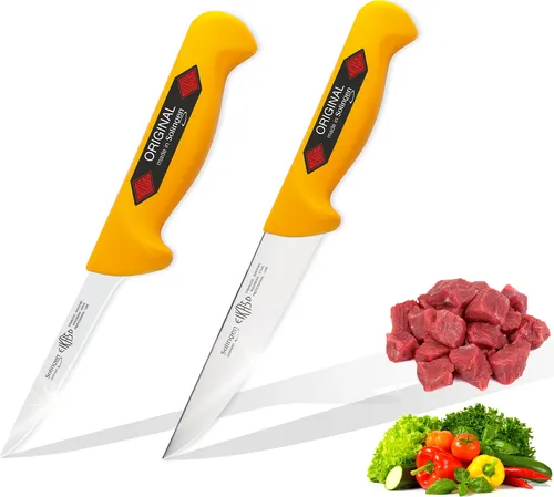 EIKASO Solingen Metzgermesser Set 2tlg - Profiqualität für Hobbyköche - Messersets: 2-teiliges Set mit Ausbeinmesser und Fleischmesser aus rostfreiem 1.4116 Molybdänstahl. Ergonomischer Griff und handabgezogen für überragende Schärfe – ideal für Metzger und Kochliebhaber.