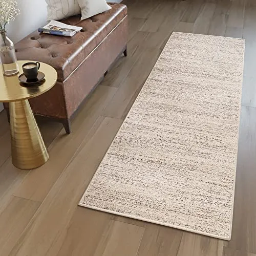 TAPISO Sari Teppich Läufer Flur Creme Modern Kurzflor Küche Wohnzimmer Schlafzimmer Küchenläufer Meterware Brücke nach Maß ÖKOTEX 100 x 160 cm