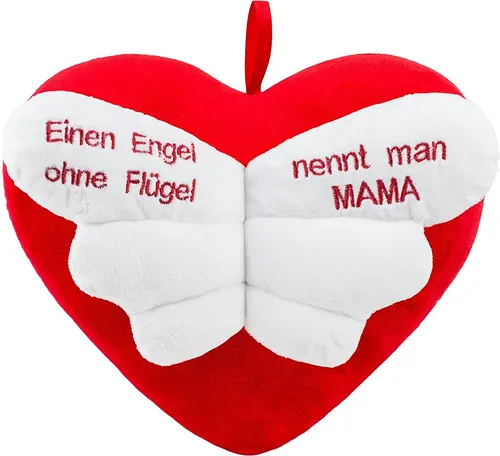 BRUBAKER Dekokissen Plüschkissen in Herzform mit Spruch, Herz Kissen Rot 32 cm groß, Herzkissen bestickt