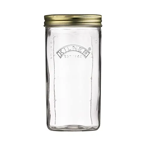 Kilner Weithals-Einkochglas | 1 Liter | Einmachgläser mit Schraubdeckel zum Konservieren von ganzen Früchten oder ganzem Gemüse | Vakuumversiegelung | Füllstandanzeige in ml