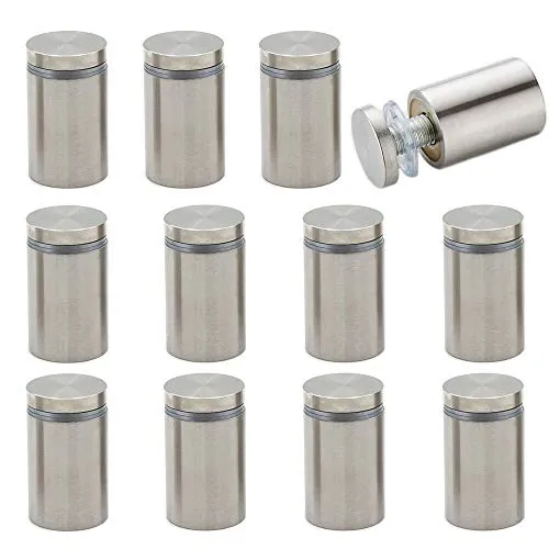 Dtoterul Glas Schild Abstandshalter 12 Stück Schilderhalter Abstandschrauben Edelstahl Werbung Schraube Edelstahl Werbung Schraubbefestigung Nägel Glas Standoff Halter für Glas Spiegel 19x25mm