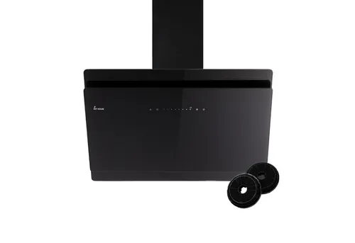 KKT KOLBE SOLO9005S Dunstabzugshaube 90cm - Kopffreie Wandhaube in Schwarz mit schräger Form für optimale Sicht und Platzersparnis. Effizienter Abzug mit 9 Leistungsstufen und integrierter LED-Beleuchtung für ein entspanntes Kochen.