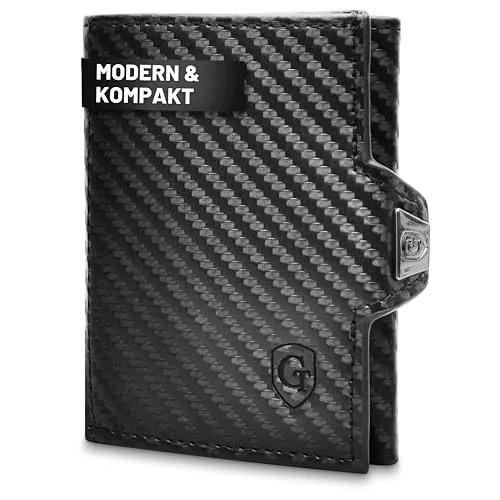 GenTo - Slim Wallet mit Münzfach & RFID NFC Schutz - Mini Geldbörse - dünnes schmales Kartenetui Geldklammer Kreditkartenetui Herren & Damen - inklusive Geschenkbox
