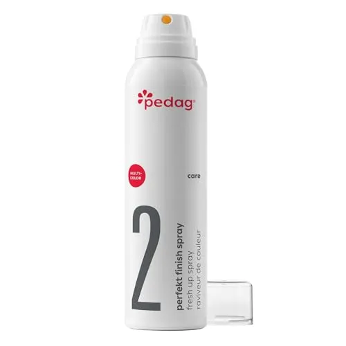 pedag Perfekt Finish Spray – Imprägnierspray für Lederpflege (150ml) | ideal für Farb-/Materialmix, perforierte Leder & Flechtleder | Pflegespray für Glatt- & Rauleder | veredelt die Oberfläche