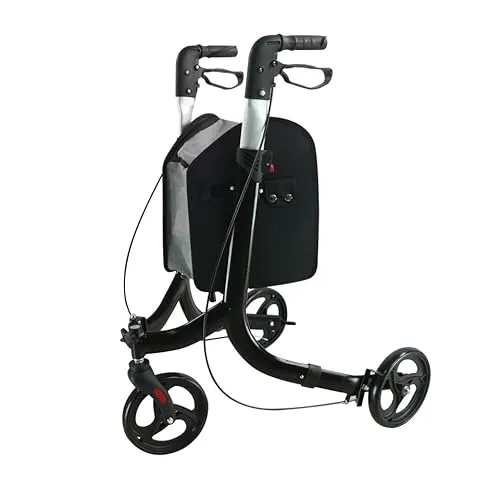 Rollex 3000 PROFI Alu 3-Rad Rollator - Rollatoren für Senioren, nur 5kg leicht, höhenverstellbar von 87-99cm, mit rutschfesten 8