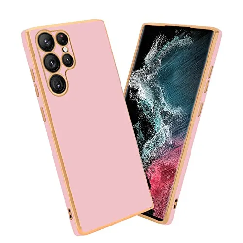 Cadorabo Hülle kompatibel mit Samsung Galaxy S22 Ultra Schutzhülle TPU Silikon Case Liquid Design mit Kameraschutz Slim Kratzfest Weiche Gummi mit Rundumschutz Case Hülle für Galaxy S22 Ultra in Rosa