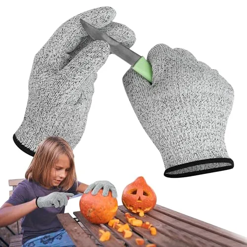 Chumix Level 5 Schnittschutzhandschuhe Kinder 9–13 Jahre | Schnittfeste Handschuhe Größe S, Speziell für Größere Kinderhände Entwickelt, Schnitzhandschuhe für Kinder, für Küche, Garten & Basteln