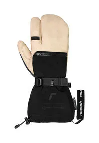 Reusch Duality R-Wool Lobster Handschuhe Gr 10 schwarz/beige - Freeride-Skihandschuhe im Lobster-Stil mit Schneefang, ideal für Ski und Skitouren. Hochwertige Verarbeitung aus 70% Polyester und 30% Leder für besten Komfort.