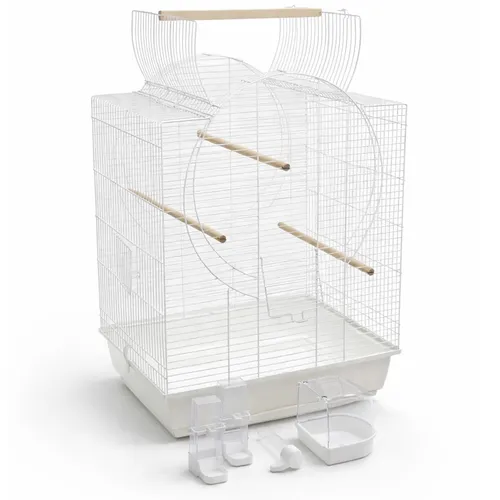 Zoopaul Vogelkäfig XXL EMMA Cabrio weiß Wellensittiche Kanarien Badehaus usw.