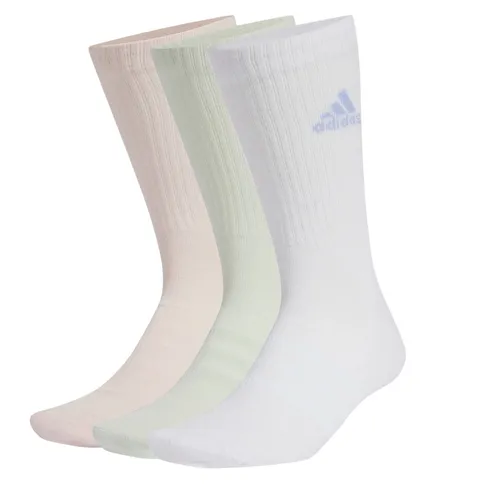 adidas Sportsocken Crew Cushioned (Fußgewölbeunterstützung, durchgehend gepolstert) rosa/hellgrün/weiss - 3 Paar, Größe: 46-48