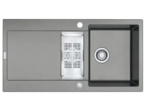 Franke Maris MRG 651-97 Steingrau Granitspüle - Elegante Einbauspüle aus Fragranit in Steingrau, mit reversibler Beckenkonfiguration und integriertem Edelstahl-Abtropfbecken. Ideal für Unterschränke ab 60 cm.