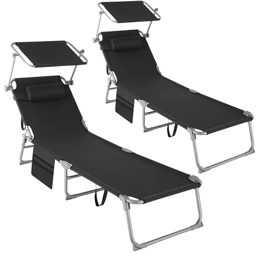 tectake Gartenliege 2er Set Sonnenliege in schwarz von tectake