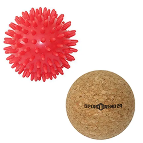 Sporttrend 24® ø 7cm Massageball Igelball + Faszienball Cork 6,5cm | Massage