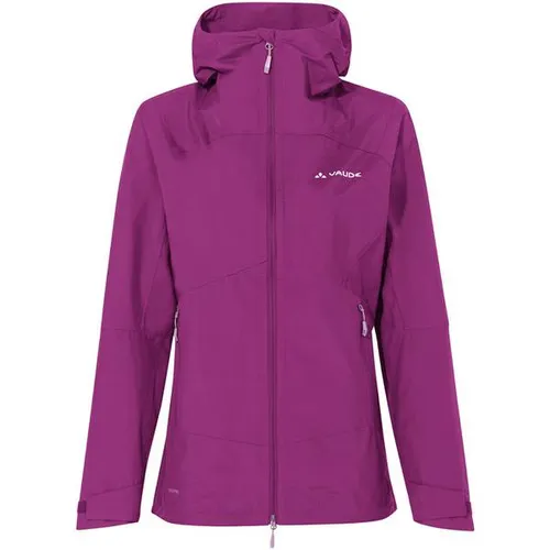 Vaude Women's Simony 2,5L Jacket V - Lila Regenjacke Gr 36 - Vielseitige Hardshelljacke in Lila, Größe 36. Ideal für Outdoor-Aktivitäten, wasserdicht und winddicht mit praktischer Kapuze und Belüftungsreißverschluss. Perfekt für Trekking und Hochtouren!