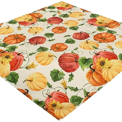 Tischdecke Halloween Kürbis Mitteldecke Stoff Herbst 85 x 85 Halloweentischdecke Tischwäsche Pflegeleicht