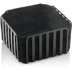 Körbchen Tischkorb Brotkorb Schwarz mit Baumwolleinsatz - Servierplatten & -schalen, modern und eckig, mit herausnehmbarem Futter für einfache Reinigung und vielseitige Nutzung.